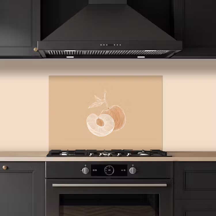 Spatscherm keuken - Perzik - Lijntekening - Pit - Beige — 2