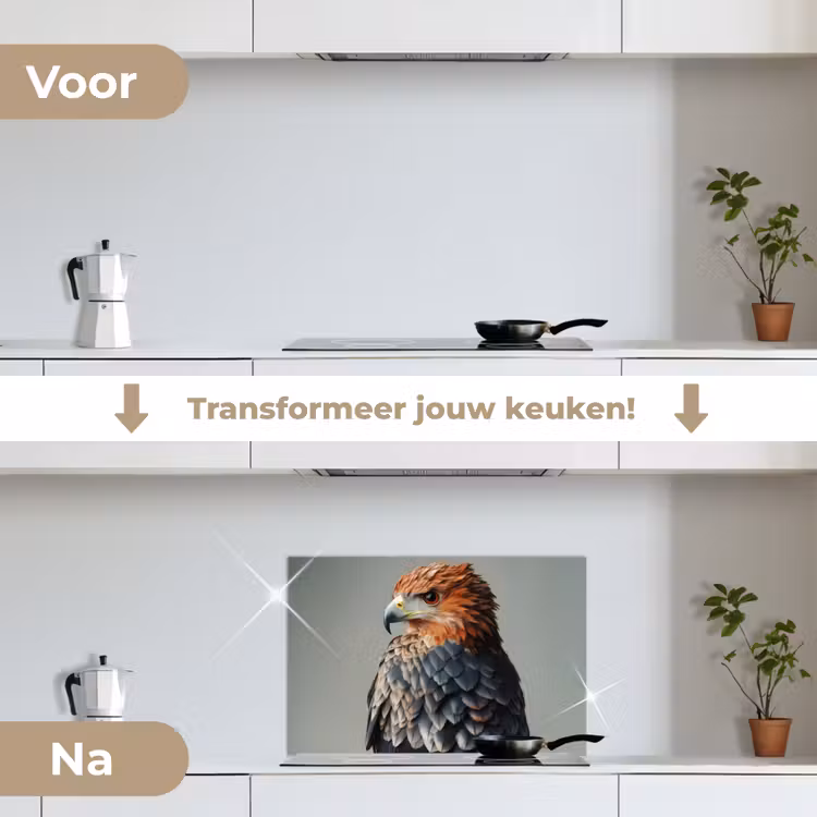 Spatscherm keuken - Vogel - Realistisch - Veren - Bruin — 3