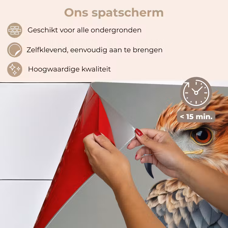 Spatscherm keuken - Vogel - Realistisch - Veren - Bruin — 4