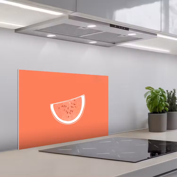 Spatscherm keuken - Watermeloen - Lijnen - Koraalrood — 5