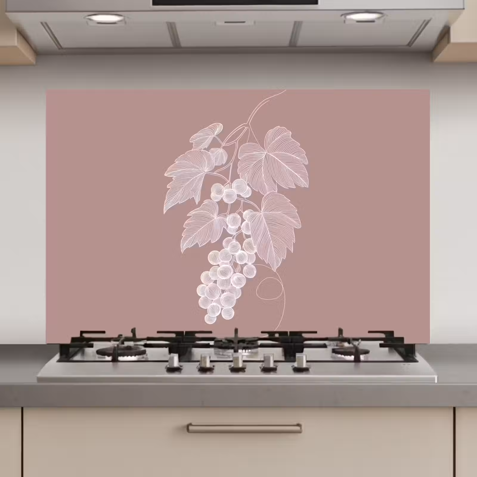 Spatscherm keuken - Tros - Druiven - Illustratie - Bladeren — 1