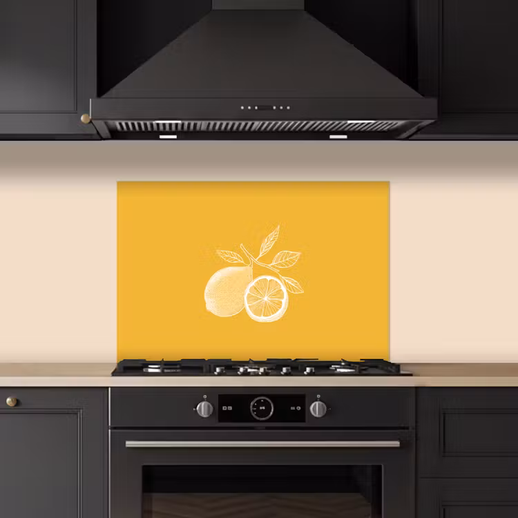 Spatscherm keuken - Citroenen - Illustratie - Minimalistisch - Geel — 2