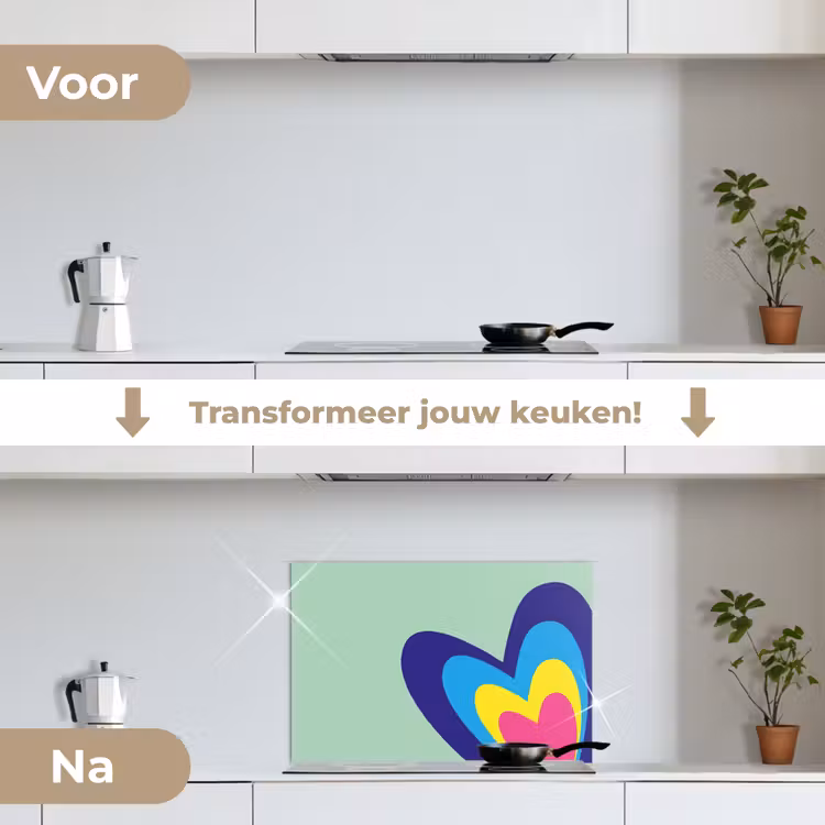 Spatscherm keuken - Hartjes - Kleurrijk - Valentijn — 3