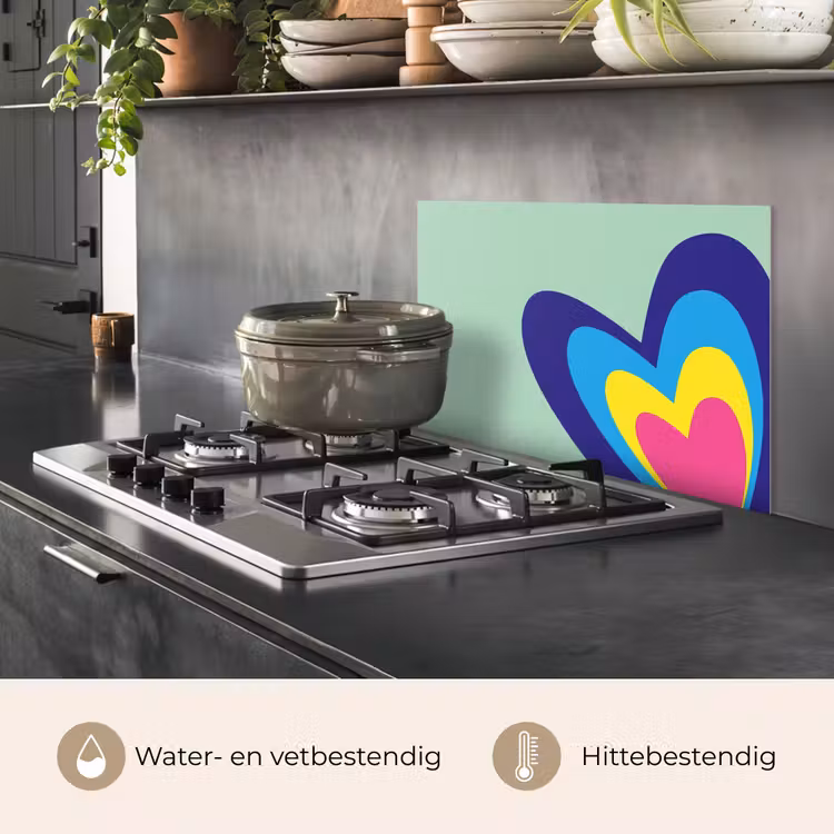 Spatscherm keuken - Hartjes - Kleurrijk - Valentijn — 7
