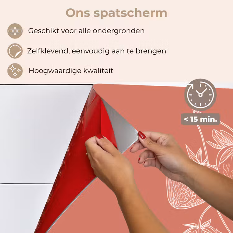 Spatscherm keuken - Minimalistisch - Illustratie - Aardbei - Tak — 4