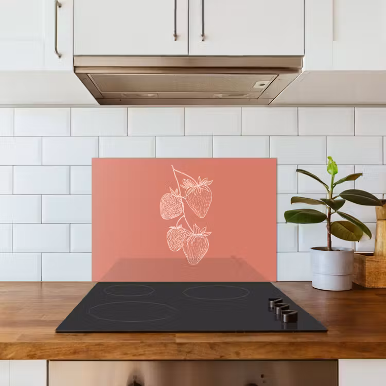 Spatscherm keuken - Minimalistisch - Illustratie - Aardbei - Tak — 6