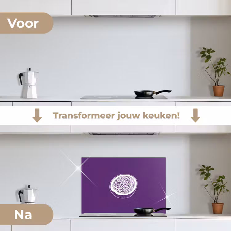Spatscherm keuken - Passievrucht - Zaadjes - Paars - Minimalistisch — 3