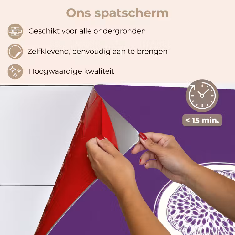 Spatscherm keuken - Passievrucht - Zaadjes - Paars - Minimalistisch — 4