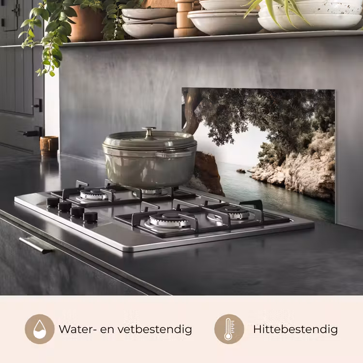 Spatscherm keuken - Rotsen - Zee - Boom - Groen — 7