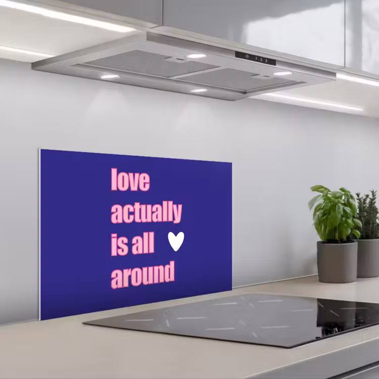 Spatscherm keuken - Tekst - Valentijn - Love - Blauw — 5
