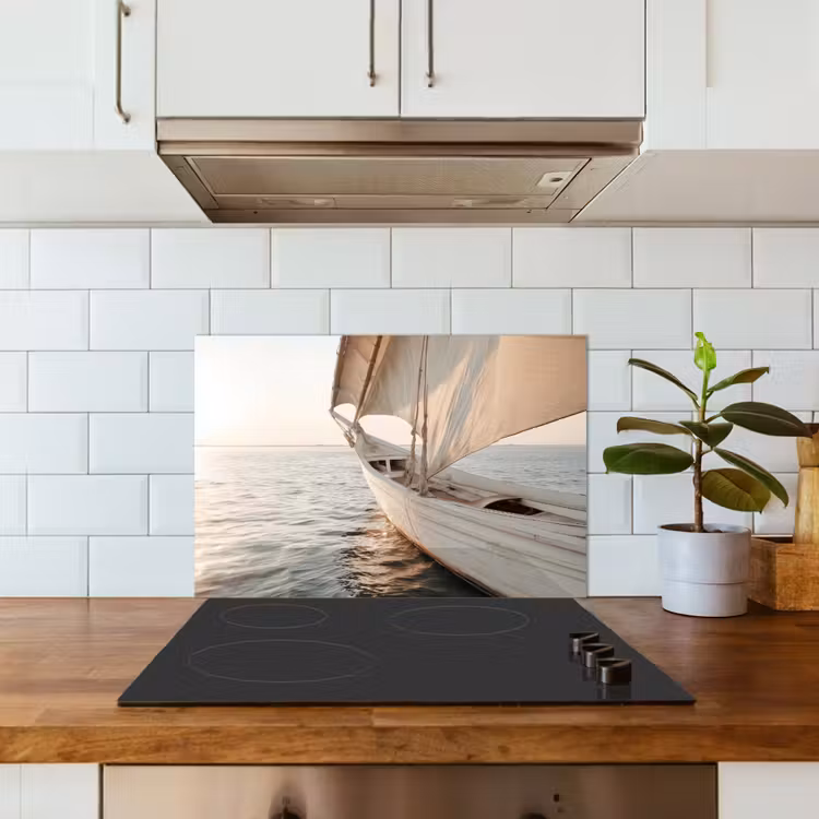 Spatscherm keuken - Zeilboot - Zee - Beige - Zon — 6