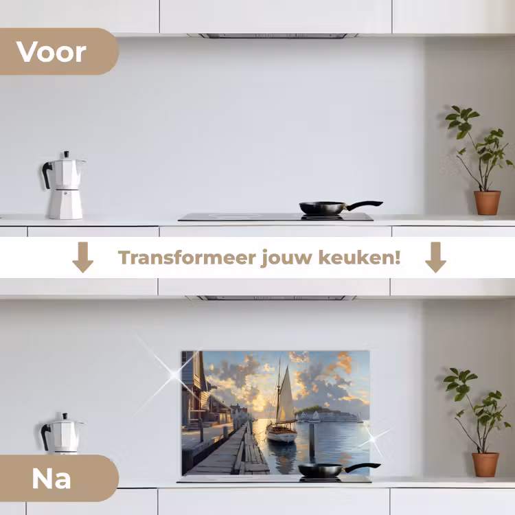 Spatscherm keuken - Zeilboot - Zon - Pier - Hout — 3