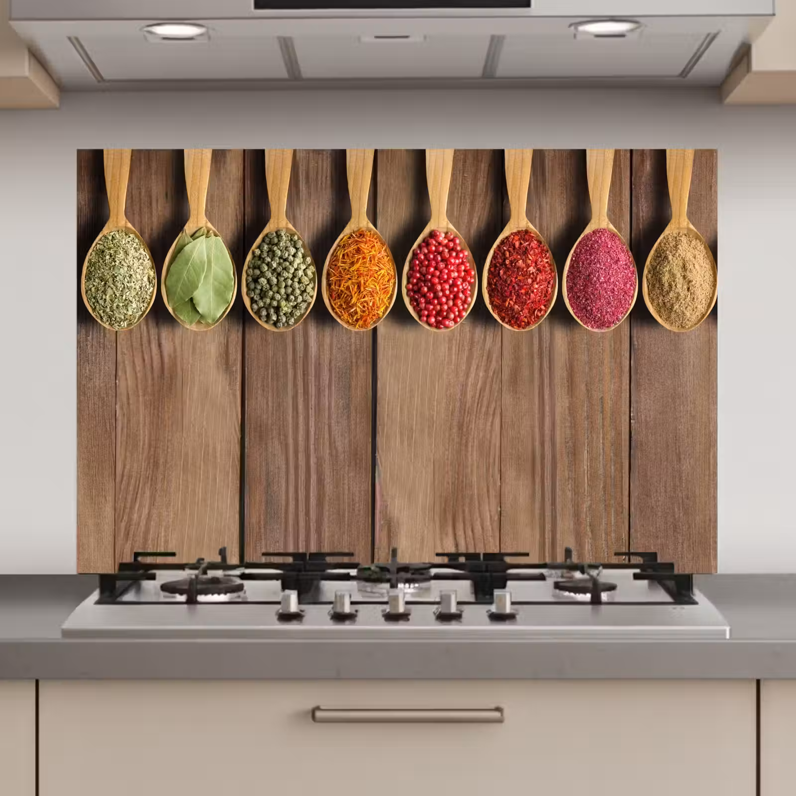 Spatscherm keuken - Lepels - Kruiden - Hout — 1