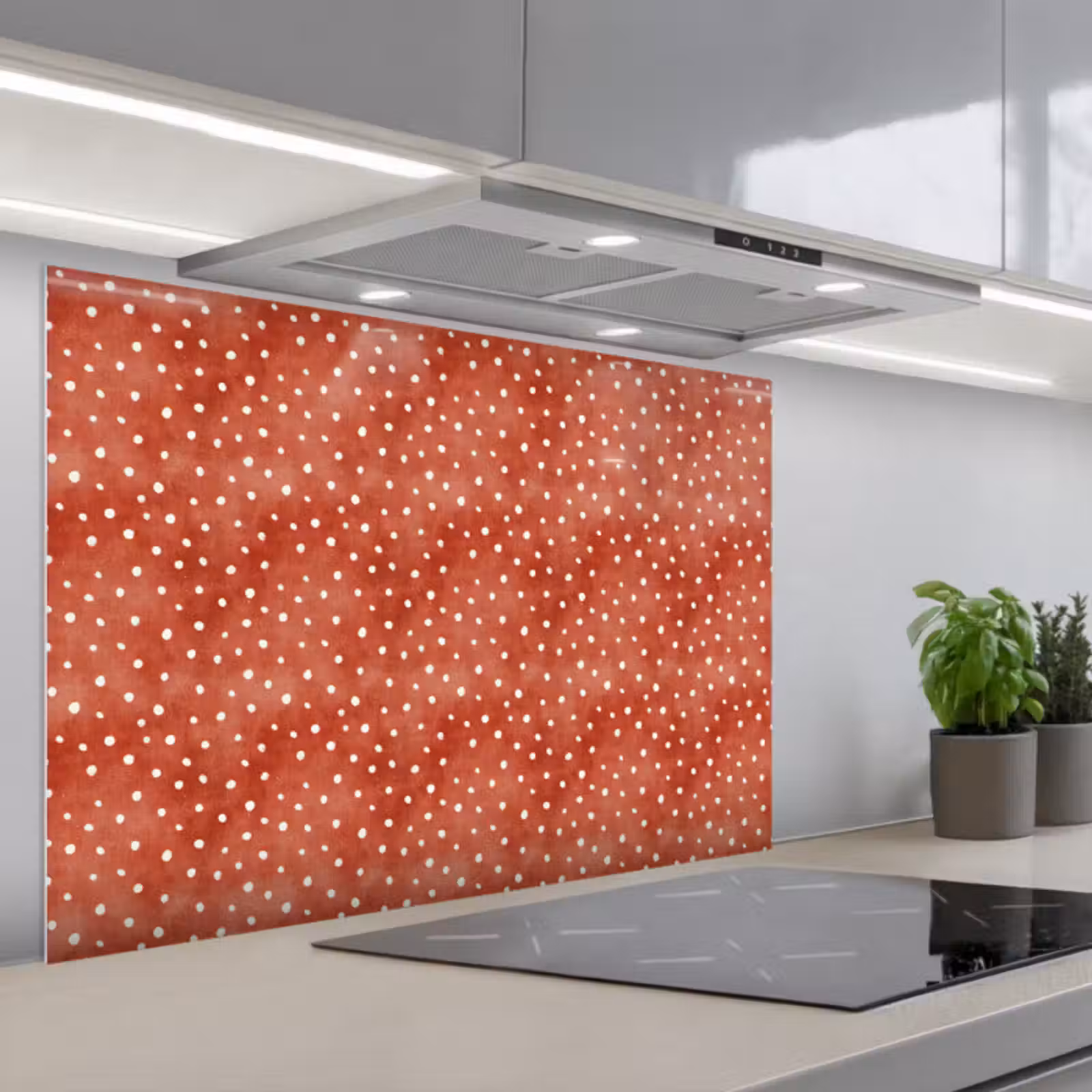 Spatscherm keuken - Patroon - Stippen - Rood - Wit — 1