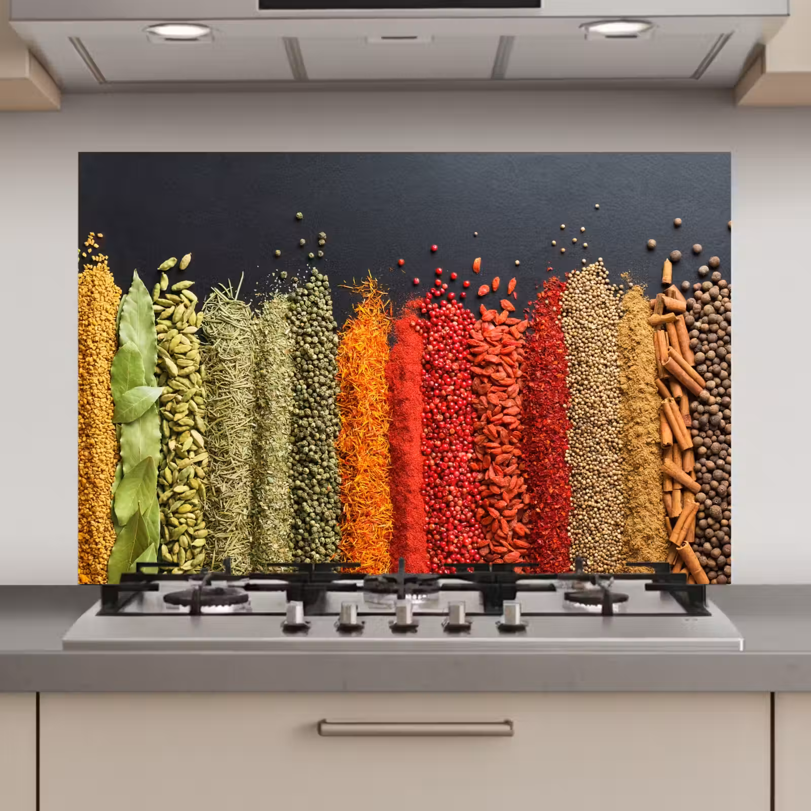 Spatscherm keuken - Specerijen - Kruiden - Banen - Regenboog — 1