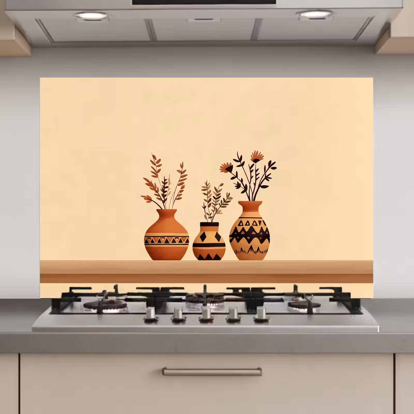 Spatscherm keuken - Vazen - Bloemen - Bladeren - Minimalistisch — 1