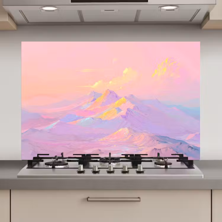 Spatscherm keuken - Bergtoppen - Wolken - Dromerig — 1