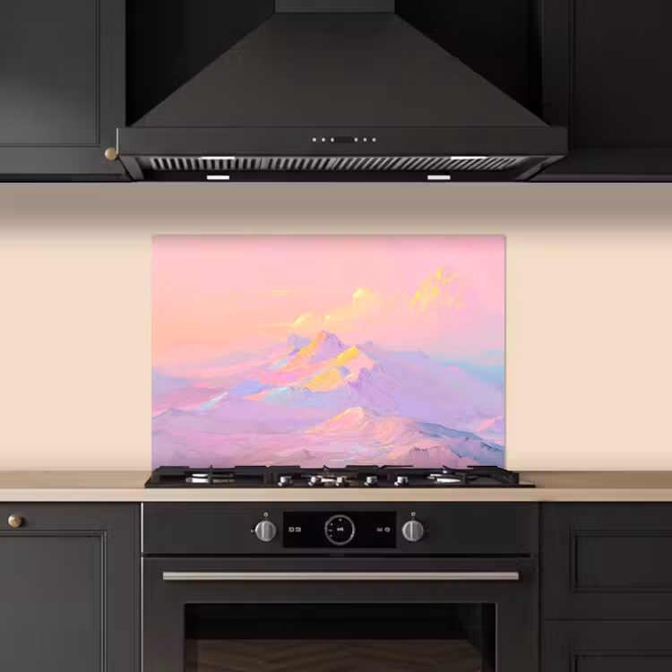 Spatscherm keuken - Bergtoppen - Wolken - Dromerig — 2