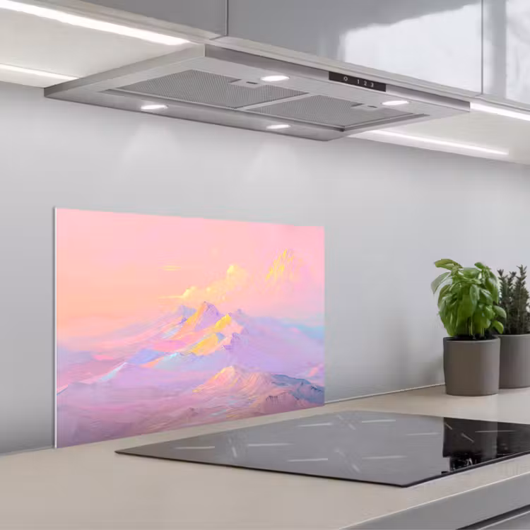 Spatscherm keuken - Bergtoppen - Wolken - Dromerig — 5