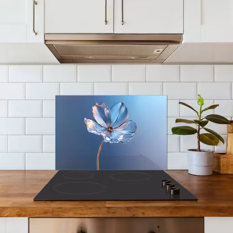 Spatscherm keuken - Blauw - Bloem - Glazen - Sierlijk — 6