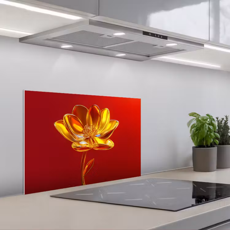 Spatscherm keuken - Bloem - Goud - Glazen — 5