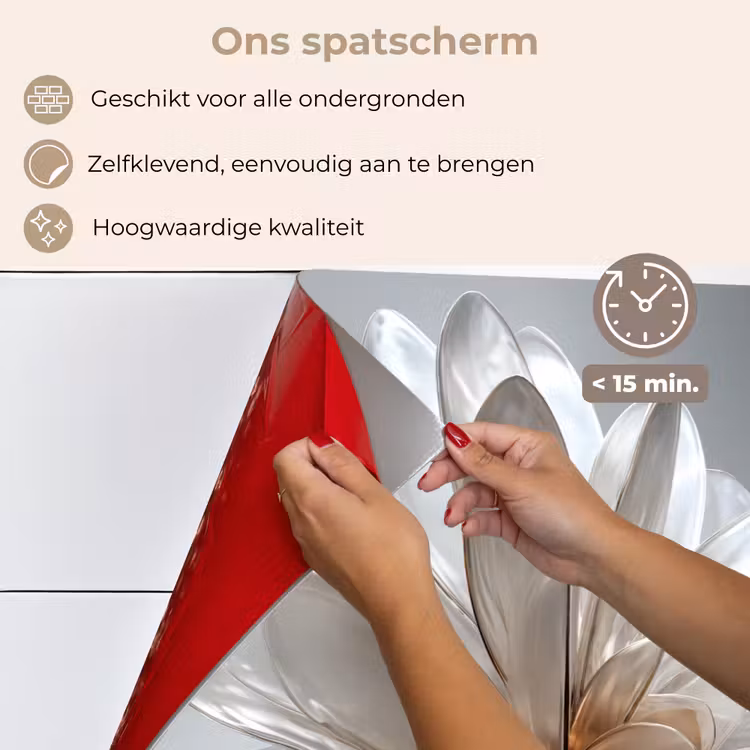 Spatscherm keuken - Bloem - Wit - Neutraal — 4