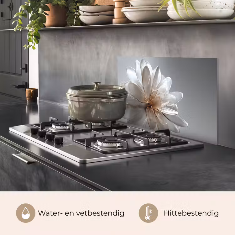 Spatscherm keuken - Bloem - Wit - Neutraal — 7