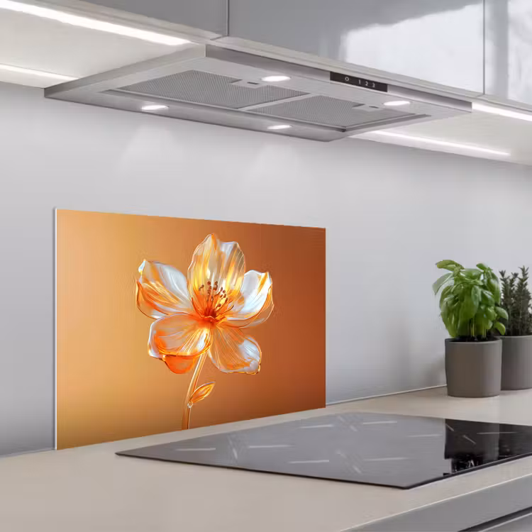 Spatscherm keuken - Glazen - Bloem - Oranje — 5