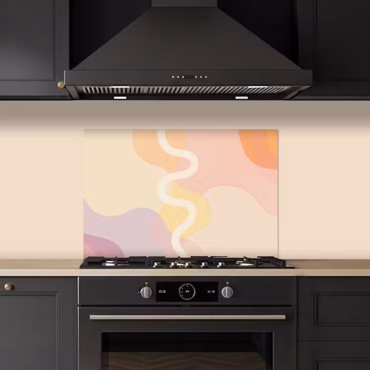 Spatscherm keuken - Golvende vormen - Abstract - pastel — 2