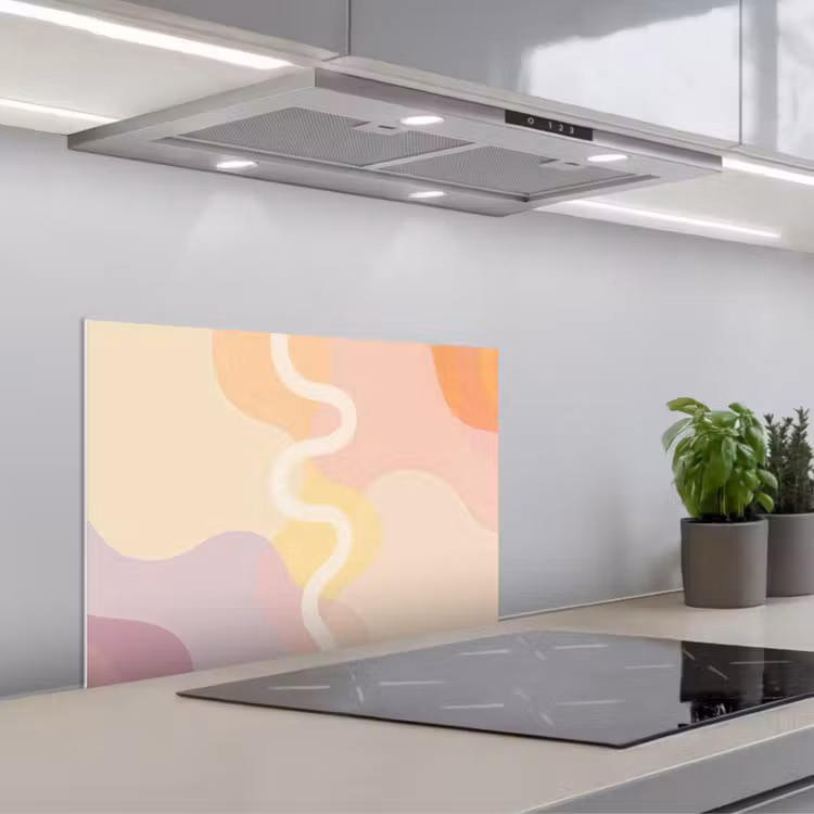 Spatscherm keuken - Golvende vormen - Abstract - pastel — 5