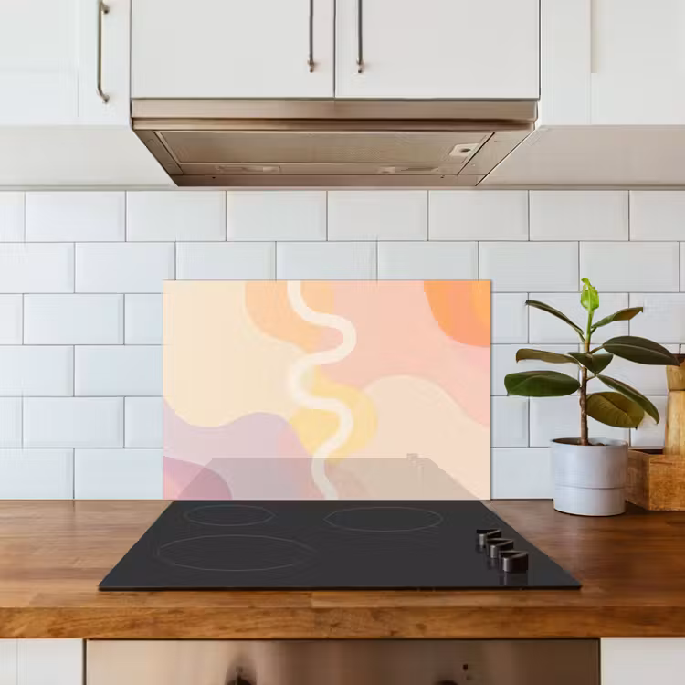 Spatscherm keuken - Golvende vormen - Abstract - pastel — 6