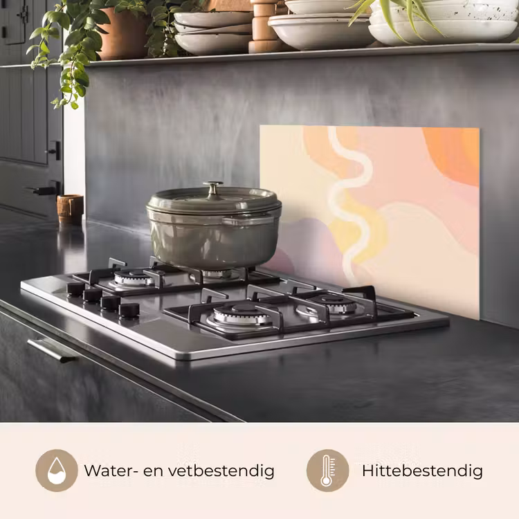 Spatscherm keuken - Golvende vormen - Abstract - pastel — 7
