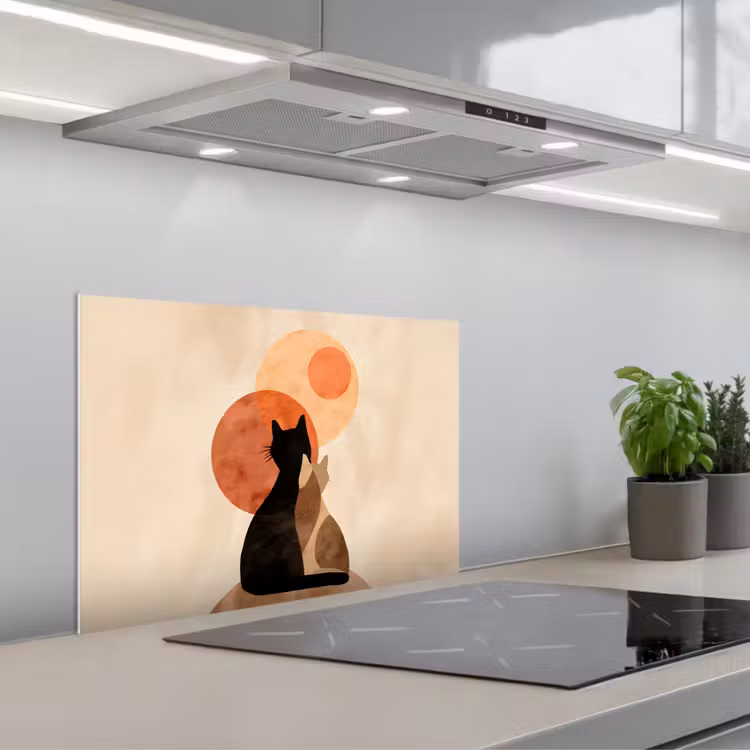 Spatscherm keuken - Katten - Zwart - Abstract - Cirkels — 5