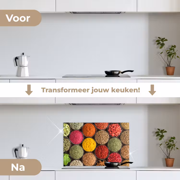 Spatscherm keuken - Kruiden - Schaaltjes - Kleurrijk - Textuur — 3