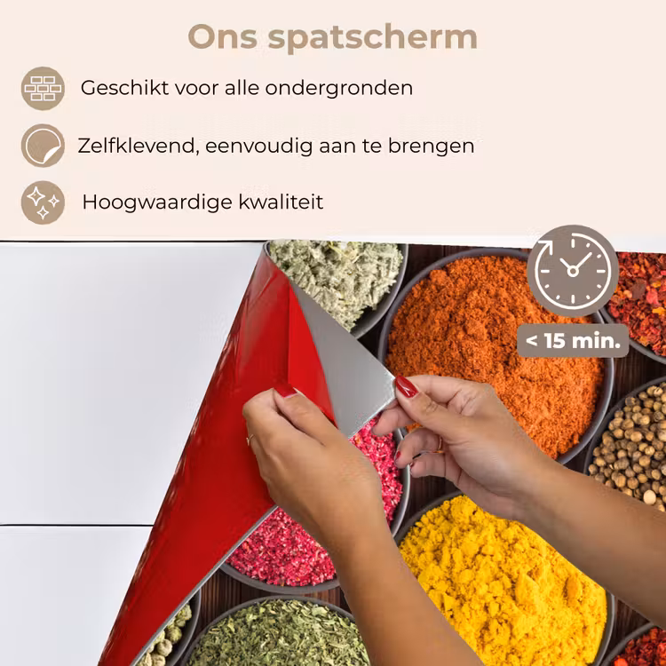 Spatscherm keuken - Kruiden - Schaaltjes - Kleurrijk - Textuur — 4