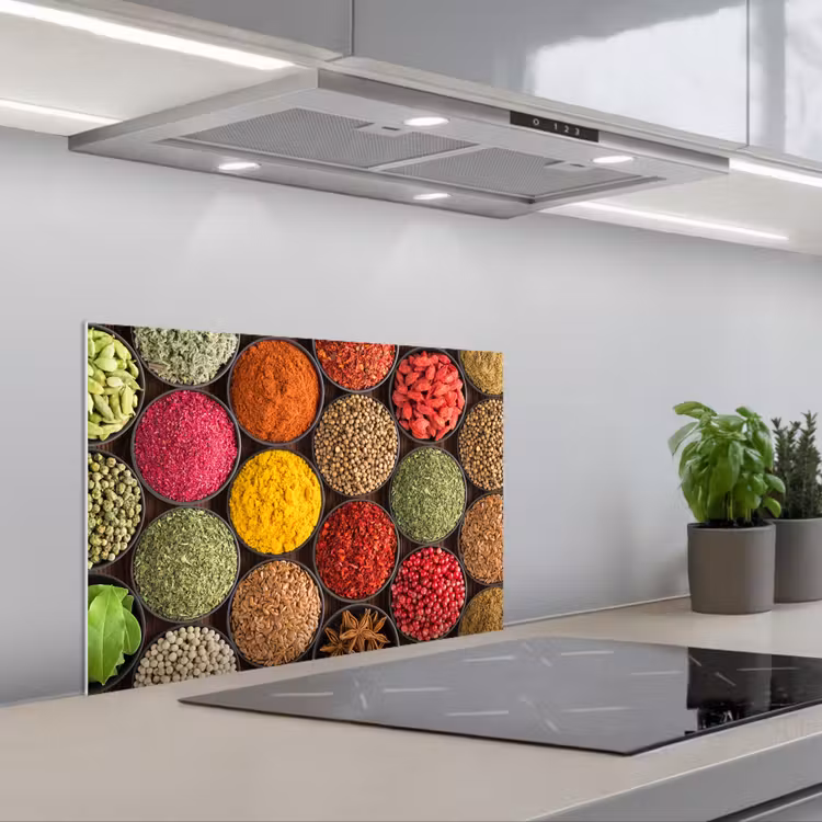 Spatscherm keuken - Kruiden - Schaaltjes - Kleurrijk - Textuur — 5