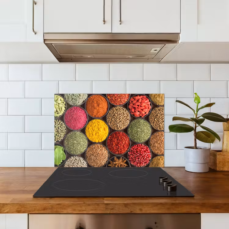 Spatscherm keuken - Kruiden - Schaaltjes - Kleurrijk - Textuur — 6
