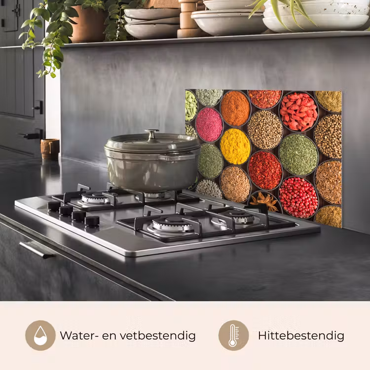Spatscherm keuken - Kruiden - Schaaltjes - Kleurrijk - Textuur — 7