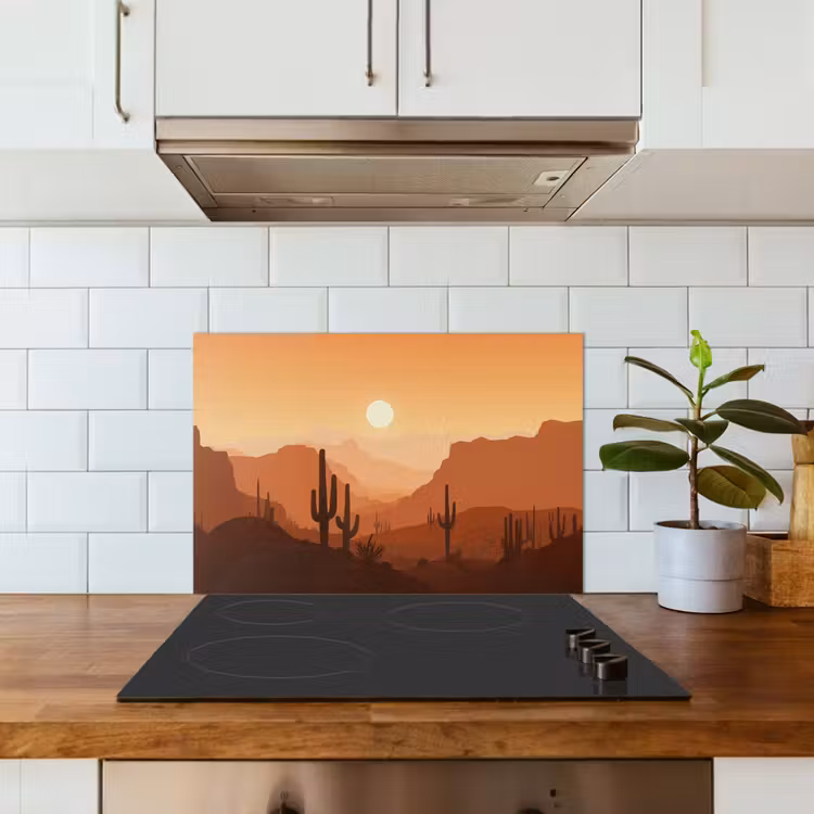 Spatscherm keuken - Landschap - Woestijn - Cactussen - Zon — 6