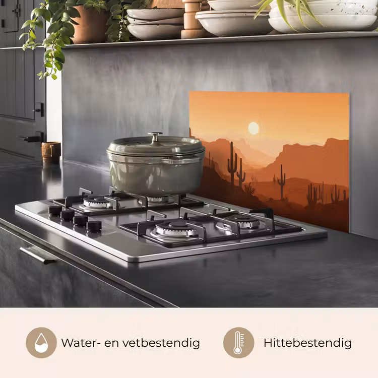 Spatscherm keuken - Landschap - Woestijn - Cactussen - Zon — 7