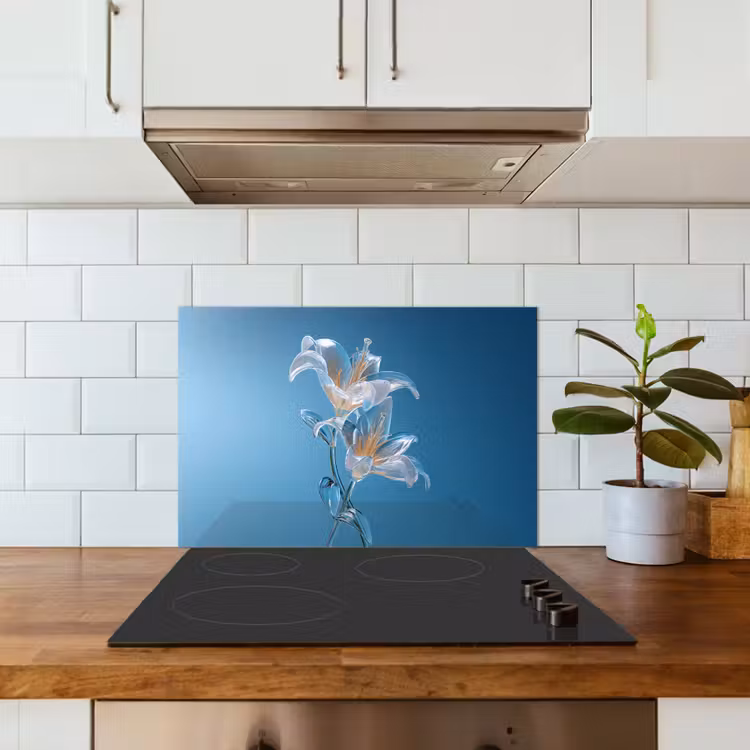 Spatscherm keuken - Lelies - Blauw - Glazen — 6