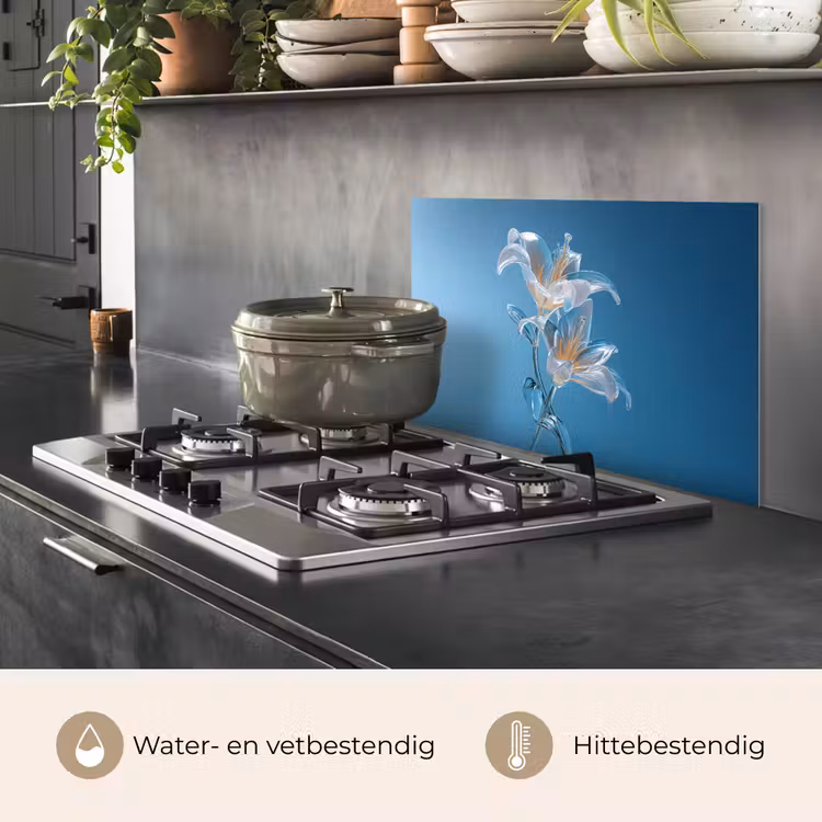 Spatscherm keuken - Lelies - Blauw - Glazen — 7