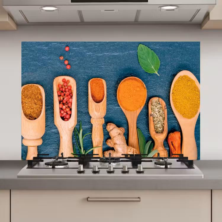Spatscherm keuken - Lepels - Hout - Kruiden - Specerijen — 1