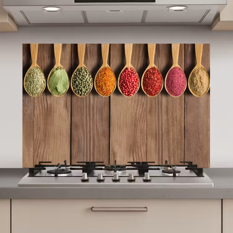 Spatscherm keuken - Lepels - Kruiden - Hout — 1
