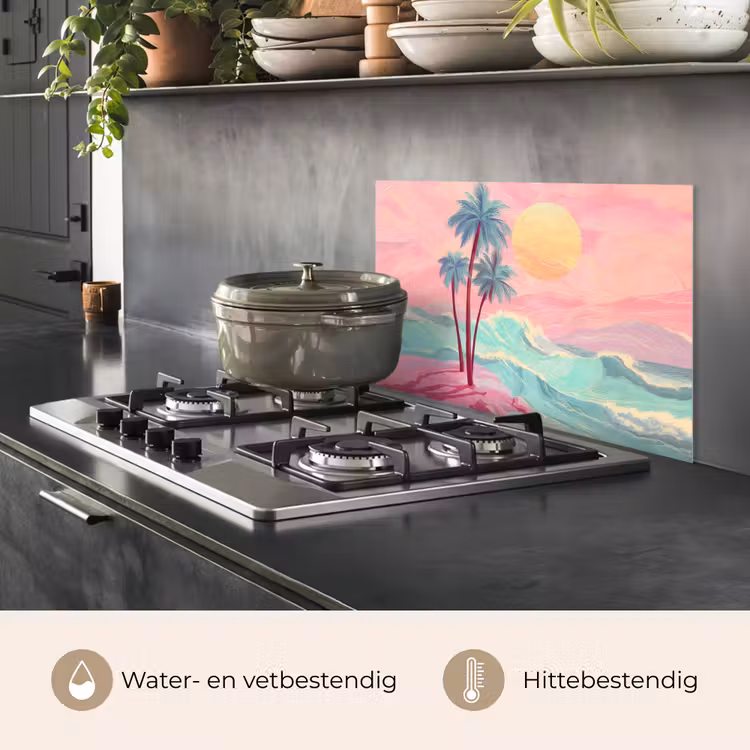 Spatscherm keuken - Palmbomen - Golven - Zee — 7