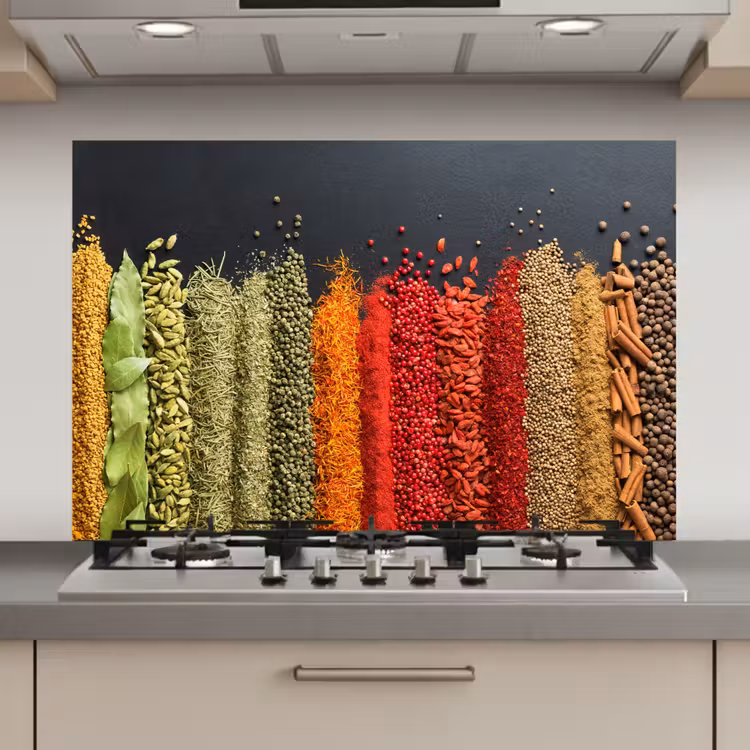 Spatscherm keuken - Specerijen - Kruiden - Banen - Regenboog — 1