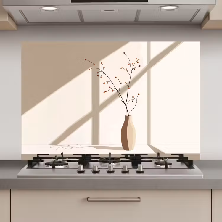 Spatscherm keuken - Vaas - Takken - Bessen - Minimalistisch — 1