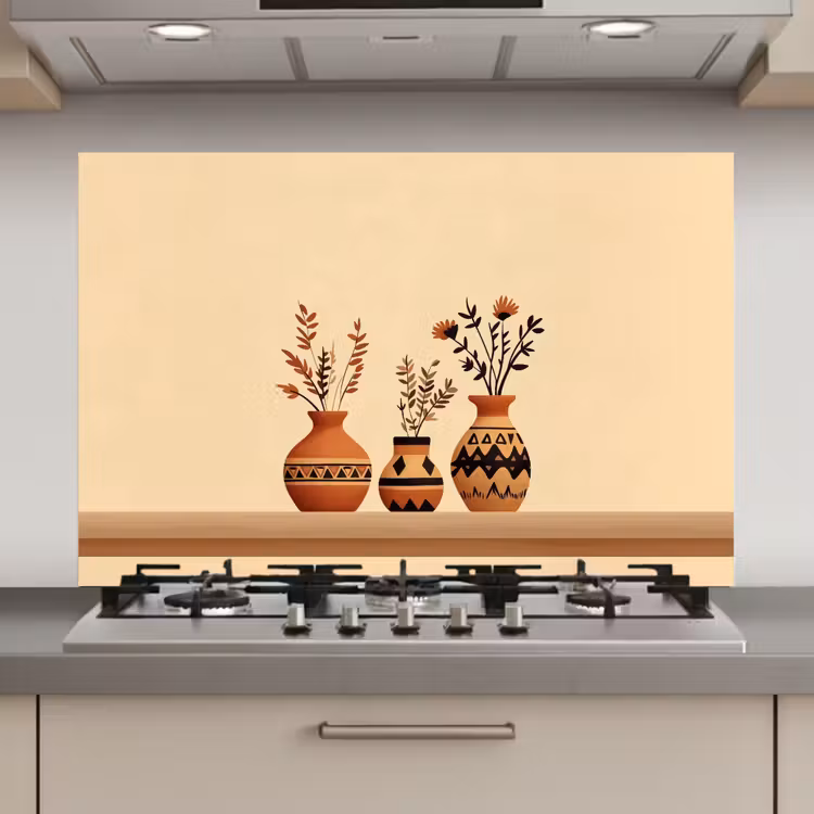 Spatscherm keuken - Vazen - Bloemen - Bladeren - Minimalistisch — 1