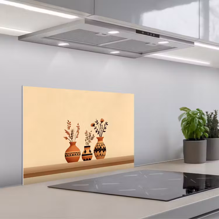 Spatscherm keuken - Vazen - Bloemen - Bladeren - Minimalistisch — 5