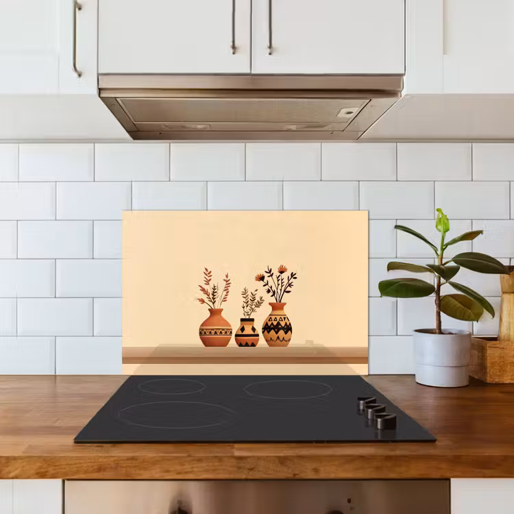 Spatscherm keuken - Vazen - Bloemen - Bladeren - Minimalistisch — 6